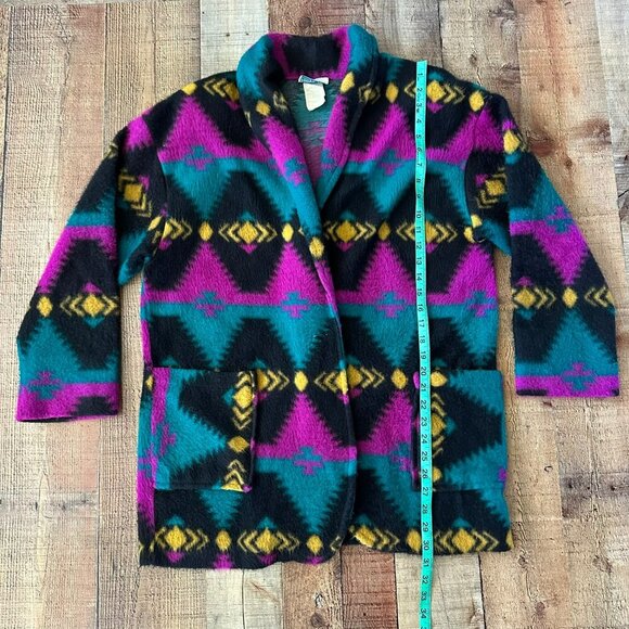 Vintage Village Fair Womens Size M Cardigan Jacket With Aztec Pattern & Pockets - Picture 4 of 7